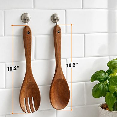 Cheer Collection Teak Wood Salad Spoon and Fork Set for Serving and Tossing