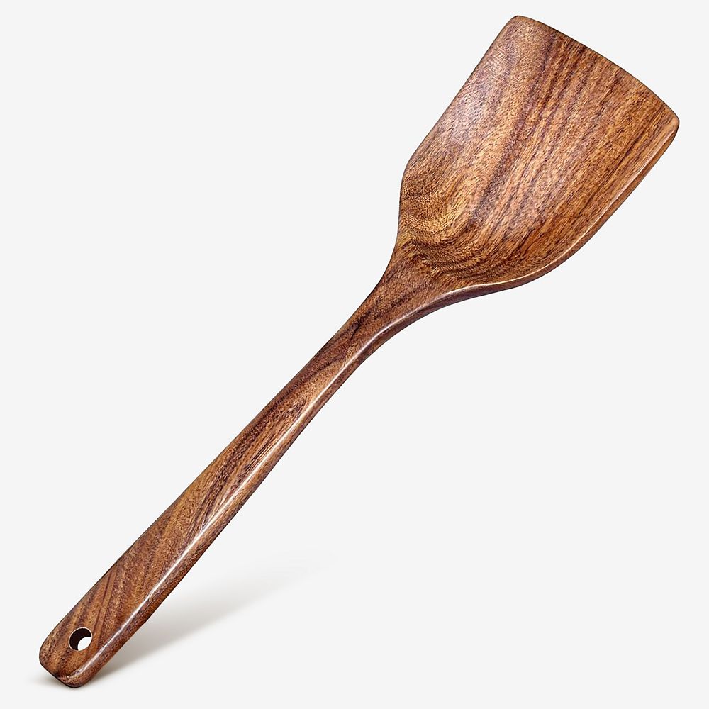 Cheer Collection Teak Wood Spatula Natural Wood Turner Non Scratch ...