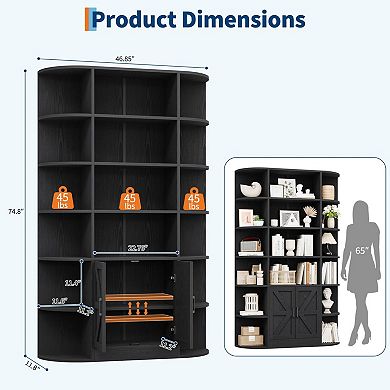 ANIXOL Tall Bookcase with Storage Cabinet
