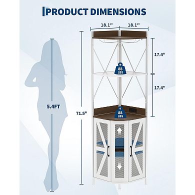 ANIXOL 4-Tier Corner Wine Rack Cabinet