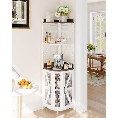 ANIXOL 4-Tier Corner Wine Rack Cabinet