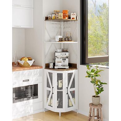 ANIXOL 4-Tier Corner Wine Rack Cabinet