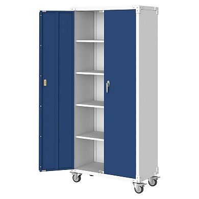 IDEALHOUSE 71" Steel Storage Cabinet with Lock, Adjustable Shelves & Wheels