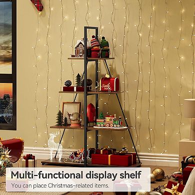 IDEALHOUSE 4-Tier A-Shaped Ladder Bookshelf, Black Iron & Wood