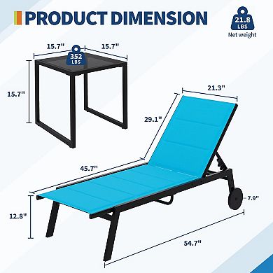 ANIXOL 3-Piece Patio Chaise Lounge Set