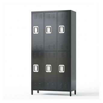IDEALHOUSE 6-Door Metal Locker Cabinet with Hooks & Adjustable Shelves