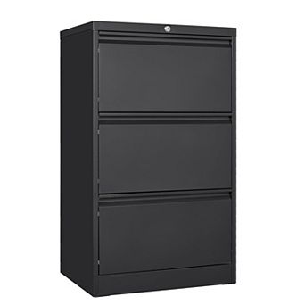IDEALHOUSE Locking 3-Drawer Lateral File Cabinet, Wide Metal Storage