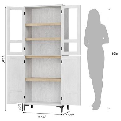 Craze Ventures Tall Kitchen Pantry Cabinet with Glass Doors