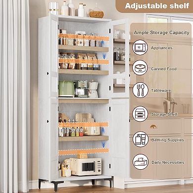 Craze Ventures Tall Kitchen Pantry Cabinet with Glass Doors