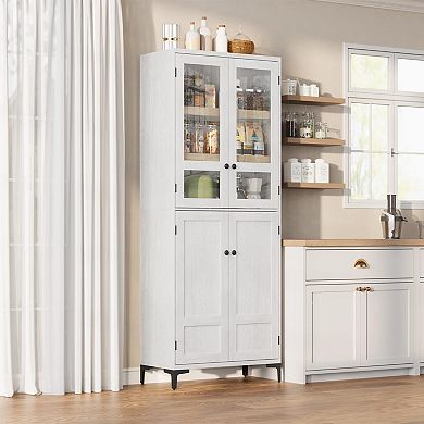 Craze Ventures Tall Kitchen Pantry Cabinet with Glass Doors