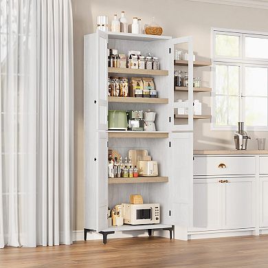 Craze Ventures Tall Kitchen Pantry Cabinet with Glass Doors