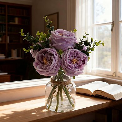 ANIXOL Artificial Roses in Glass Vase