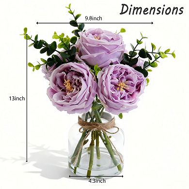ANIXOL Artificial Roses in Glass Vase