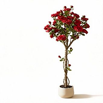 ANIXOL Artificial Roses in Glass Vase