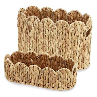 ANIXOL 2-Pack Scalloped Wicker Storage Baskets