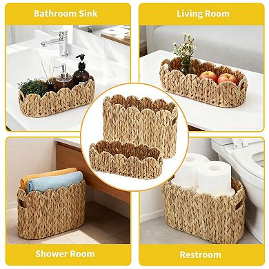 ANIXOL 2-Pack Scalloped Wicker Storage Baskets