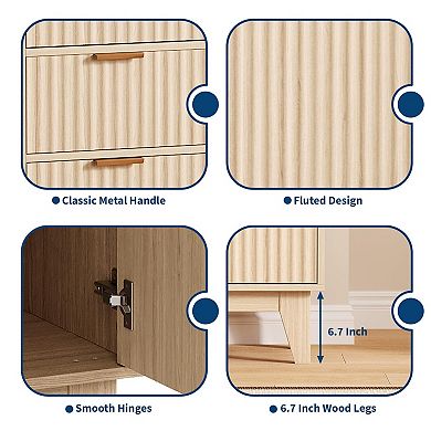 ANIXOL Fluted Sideboard Buffet Cabinet