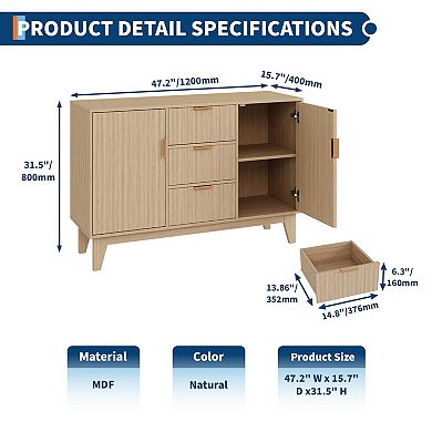 ANIXOL Fluted Sideboard Buffet Cabinet