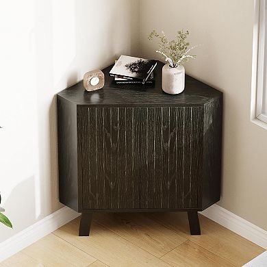 ANIXOL 3-Tier Corner Cabinet with Doors