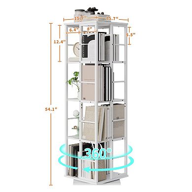 IDEALHOUSE 360° Rotating 4-Tier Corner Bookshelf for Small Spaces