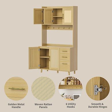 ANIXOL Rattan Kitchen Pantry Cabinet