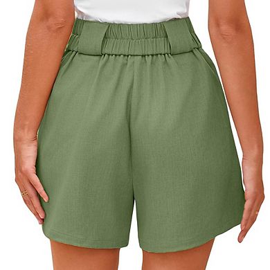Women's Summer High-Waisted Suit Shorts Comfortable Pocketed Button Detail Casual Versatile Shorts