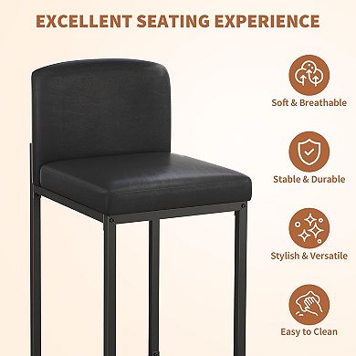 Bar Stools Set of 2, Modern Counter Height Bar Stools with Back and Footrest