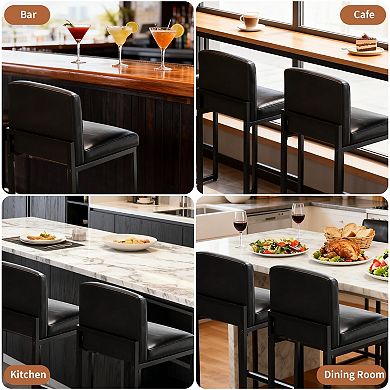 Bar Stools Set of 2, Modern Counter Height Bar Stools with Back and Footrest