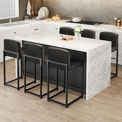Bar Stools Set of 2, Modern Counter Height Bar Stools with Back and Footrest