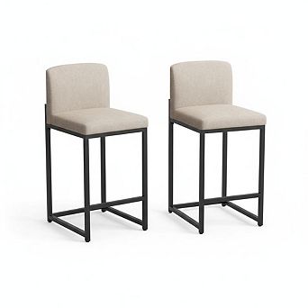Bar Stools Set of 2, Modern Counter Height Bar Stools with Back and Footrest