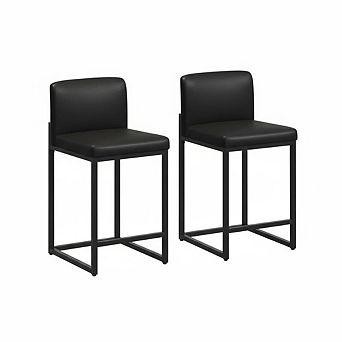 Bar Stools Set of 2, Modern Counter Height Bar Stools with Back and Footrest
