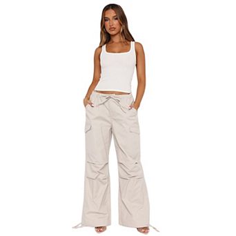 Women's Casual Cargo Pants Loose Tie Waist Straight Leg Fashion Multi-Pocket Versatile Trousers