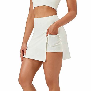 Women's Versatile Active Casual Skort High-Waisted 2-in-1 Skirt with Pocket Built-in Shorts