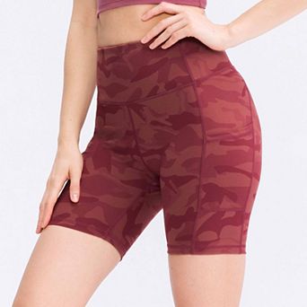 Women's Camo High-Waisted Biker Shorts Nude-Feel Yoga Shorts with Side Pockets