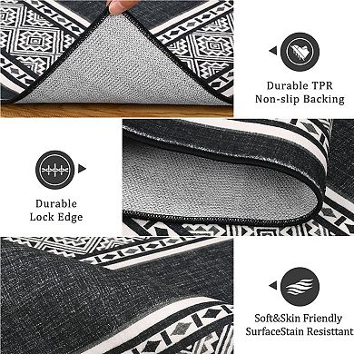 Runner Rugs for Hallways, Long Entryway Rug, with Geometric Patterns, Washable Non Slip Low Pile