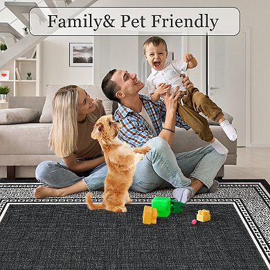 Runner Rugs for Hallways, Long Entryway Rug, with Geometric Patterns, Washable Non Slip Low Pile