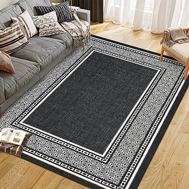 Runner Rugs for Hallways, Long Entryway Rug, with Geometric Patterns, Washable Non Slip Low Pile