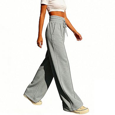 Women's High Waisted Wide Leg Sweatpants Drawstring Lounge Pants with Pockets