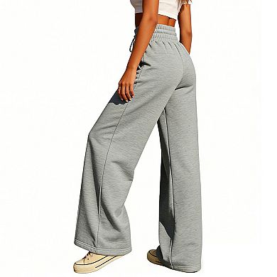 Women's High Waisted Wide Leg Sweatpants Drawstring Lounge Pants with Pockets
