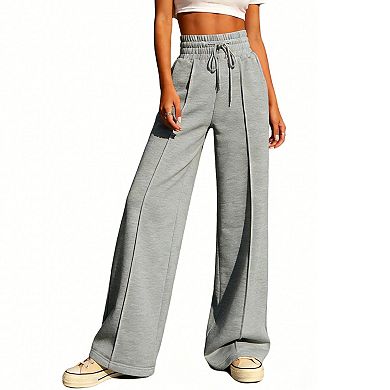 Women's High Waisted Wide Leg Sweatpants Drawstring Lounge Pants with Pockets