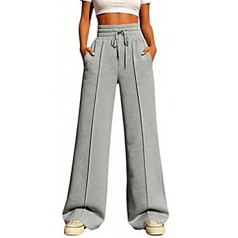 Women's High Waisted Wide Leg Sweatpants Drawstring Lounge Pants with Pockets