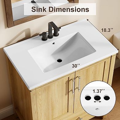 ANIXOL Freestanding Bathroom Vanity with Ceramic Sink, Doors and Drawer