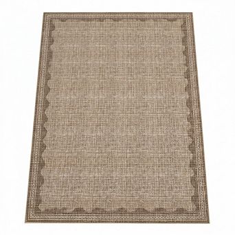 Bordered Wave Print Entryway Rugs,Low Pile Stain-Resistant,Washable,Non Slip