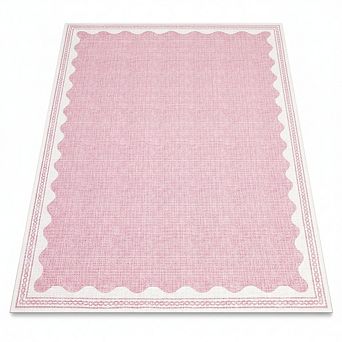 Bordered Wave Print Entryway Rugs,Low Pile Stain-Resistant,Washable,Non Slip