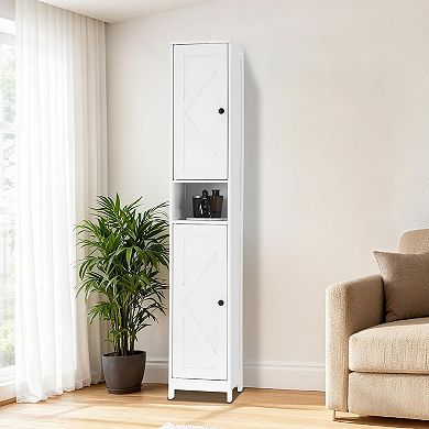 ANIXOL Tall Slim Bathroom Storage Cabinet with Double Doors