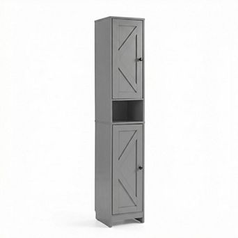 ANIXOL Tall Slim Bathroom Storage Cabinet with Double Doors