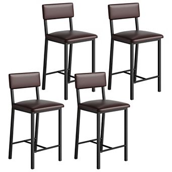 Bar Stools Set of 4, Counter Stools with Back and Thickened Metal Legs