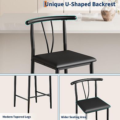 Bar Stools Set, 25 Inch Counter Height Stools with Back for Kitchen Island