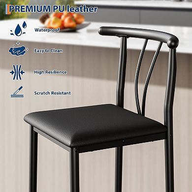 Bar Stools Set, 25 Inch Counter Height Stools with Back for Kitchen Island