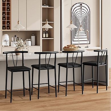 Bar Stools Set, 25 Inch Counter Height Stools with Back for Kitchen Island